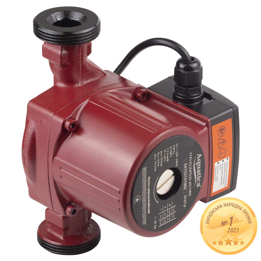AQUATICA Насос циркуляційний 100Вт Hmax 6м Qmax 75л/хв Ø1½