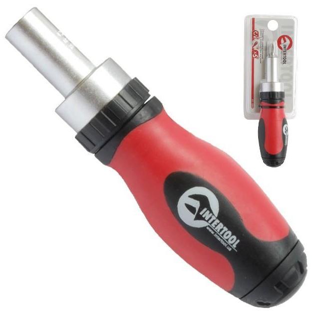 INTERTOOL Викрутка реверсивна міні з комплектом насадок 5 од. VT-1005