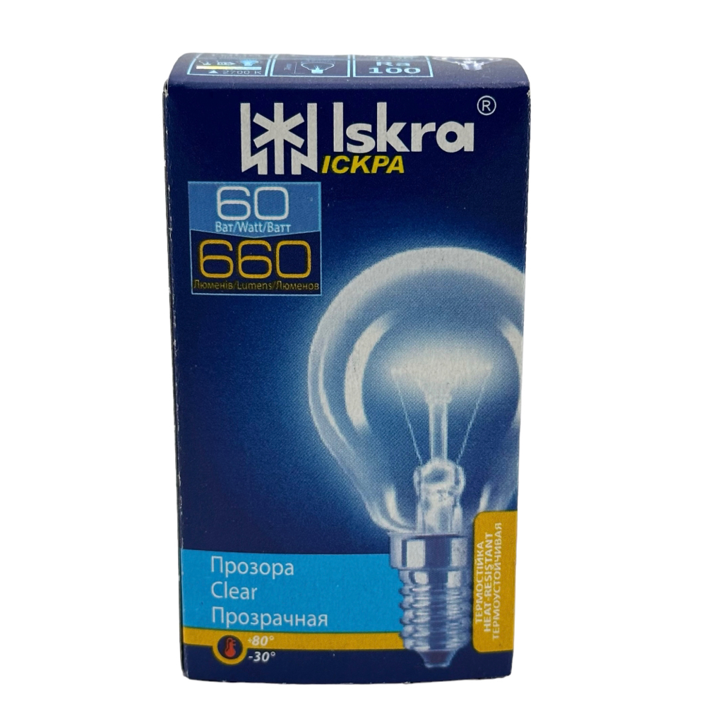 ІСКРА Лампа розжарювання КУЛЯ 60W E14 прозора