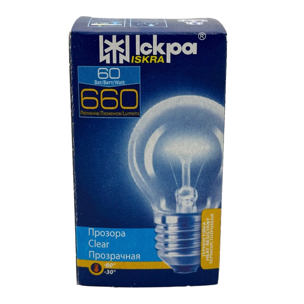 ІСКРА Лампа розжарювання КУЛЯ 60W E27 прозора