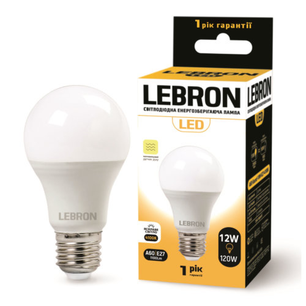 LEBRON LED-Лампа 12W 4100K 1100Lm  E27 (датчик руху СВЧ) 11-11-88