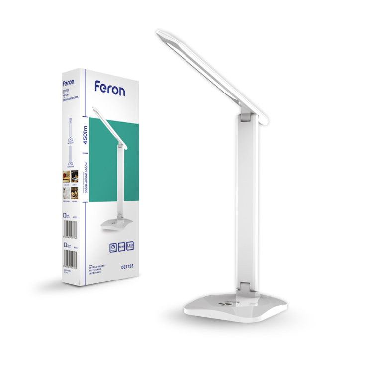 Feron Настільна LED-лампа 9W 3000-6500K 450Lm (БІЛА) DE1733