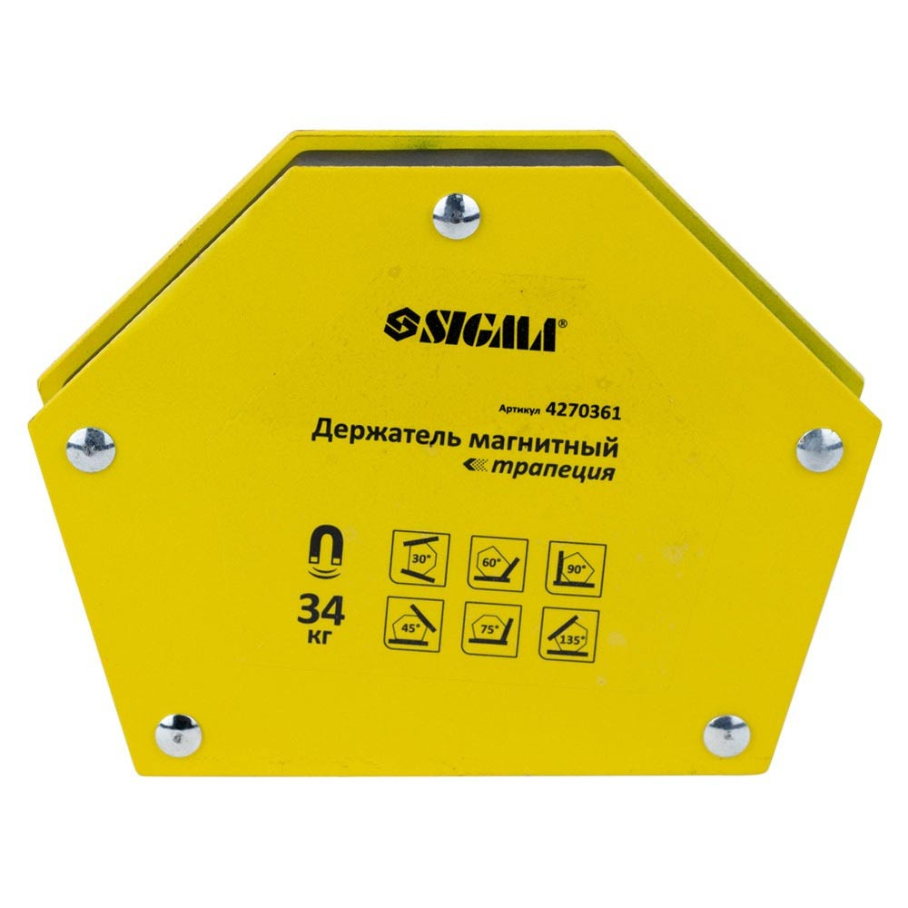 SIGMA Магнит для сварки трапеция 34кг 105×65×65×45мм (30,45,60,75,90,135°) 4270361