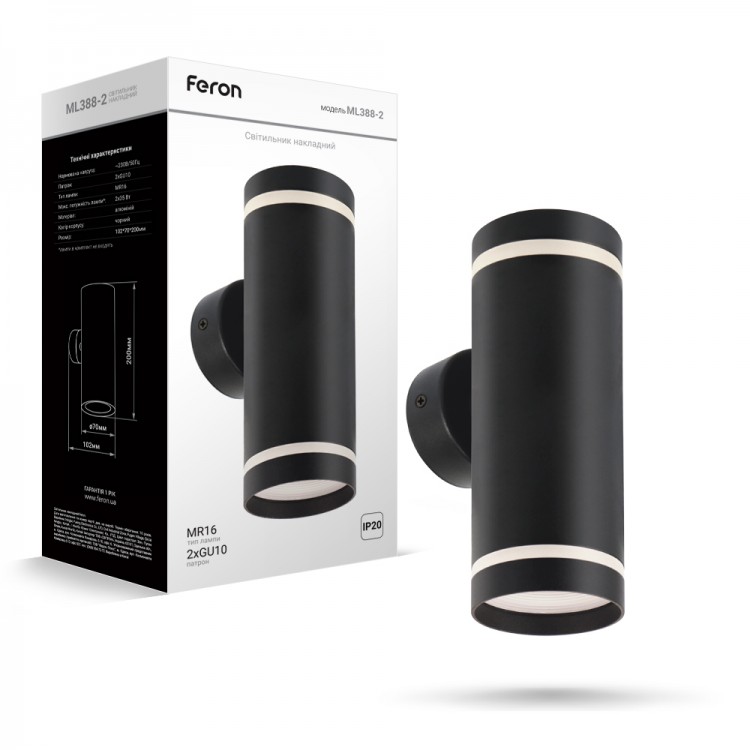 Feron Накладной неповоротный светильник MR16/GU10 (чёрный) ML388-2