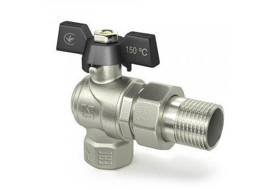 Raftec BLACK Кран угловой шаровый с американкой  DN15 (1/2