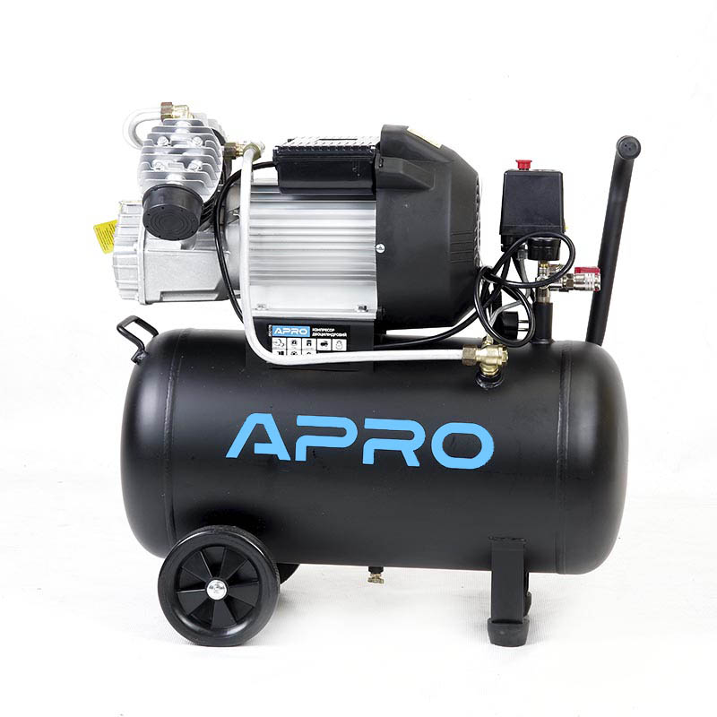 APRO Компрессор двухцилиндровый 2.2кВт 416л/мин 8бар 50л (2 крана) 850178