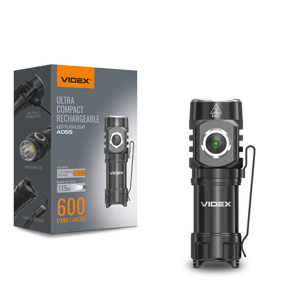 VIDEX Портативний світлодіодний ліхтарик 600Lm 5700K VLF-A055