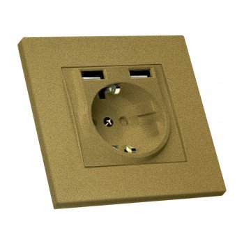 MUTLUSAN RITA Механизм розетки внутр. 1-й с/с +2* USB (золото) 47-13-83