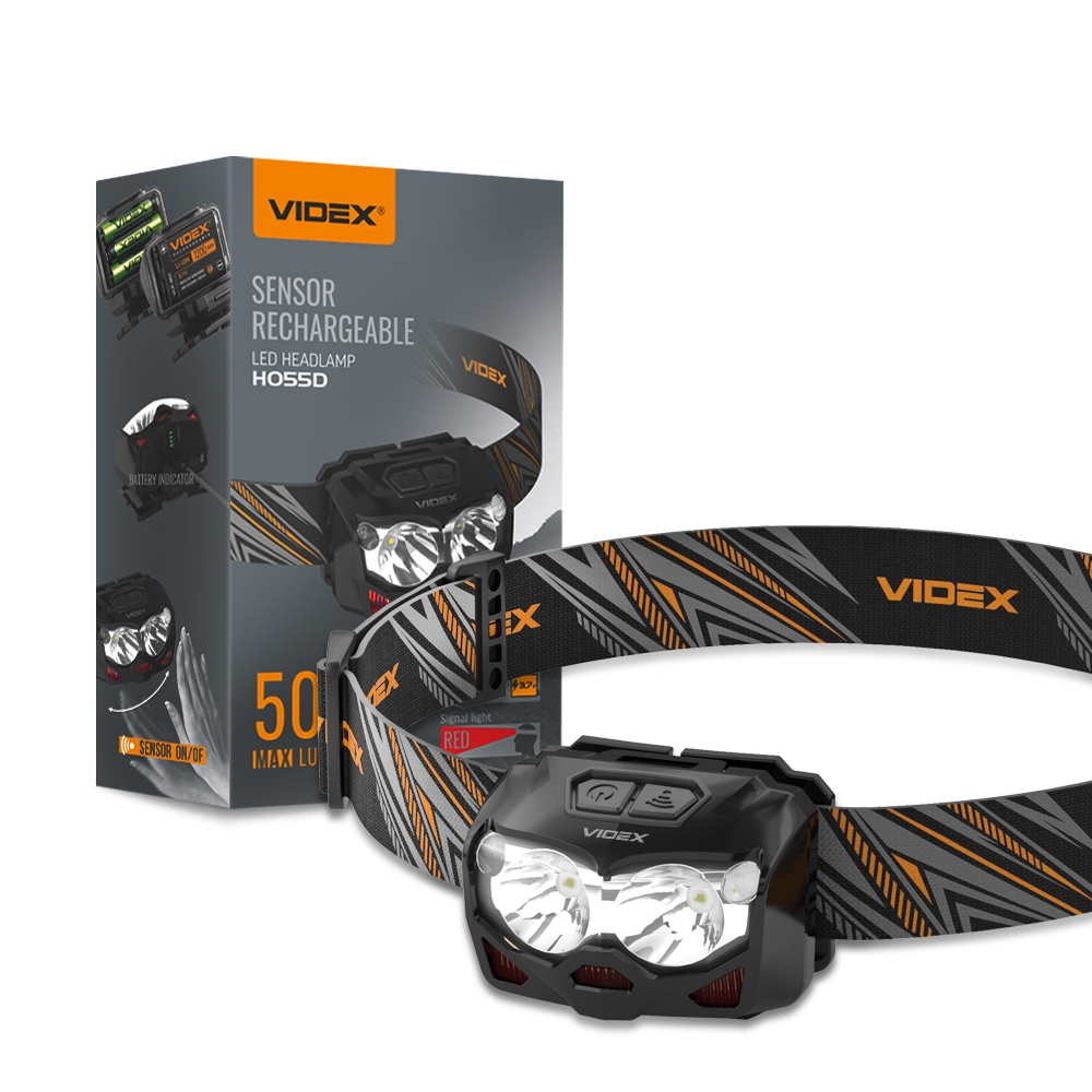 VIDEX Фонарь налобный 500Lm 5000K VLF-H055D