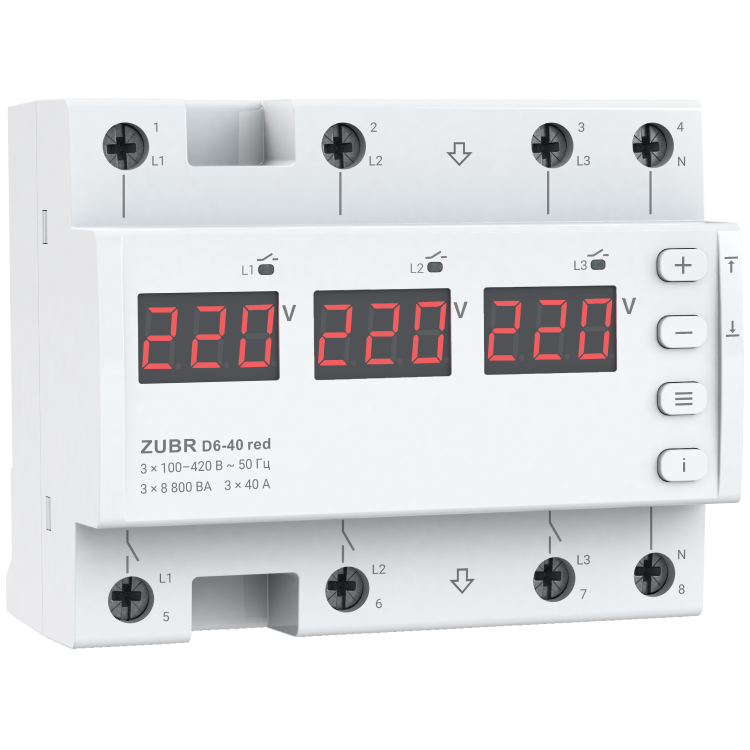 ZUBR Реле напряжения трехфазное D6-40red