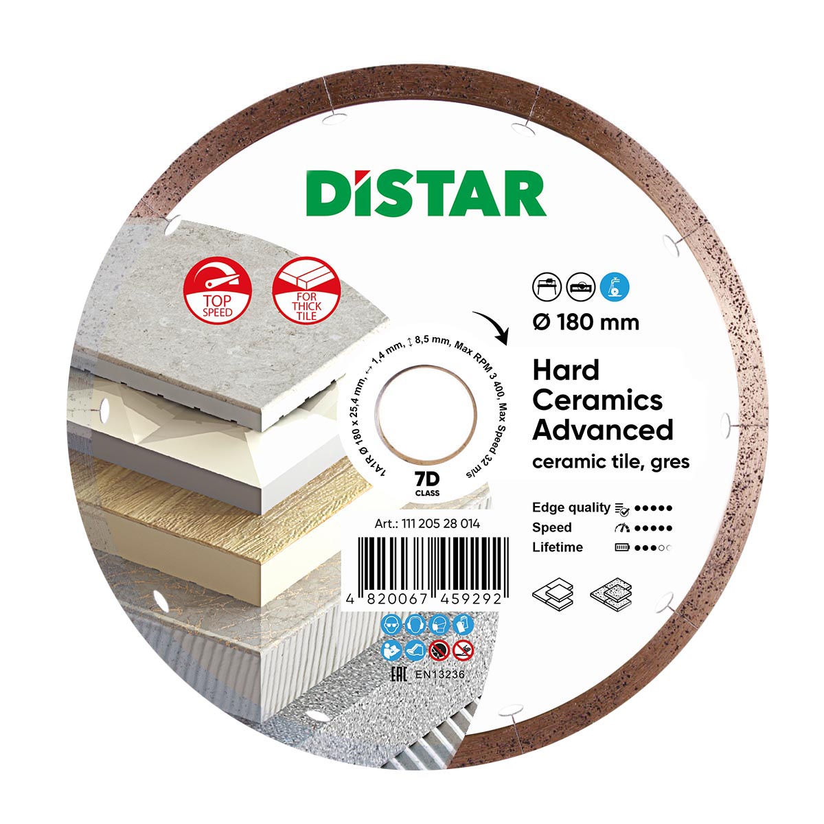 DISTAR 1A1R HARD CERAMICS ADVANCED Диск алмазний 180x1,4/1,0x8,5x25,4мм. 11120528014