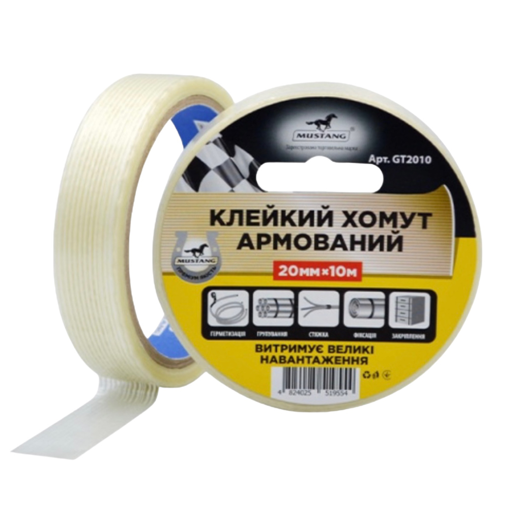 MUSTANG Клейкий хомут армований 20мм*10м GT2010