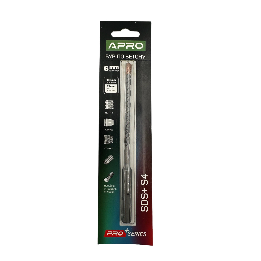 APRO PRO SERIES Бур по бетону SDS PLUS HQ S4 Ø6x160мм 815143