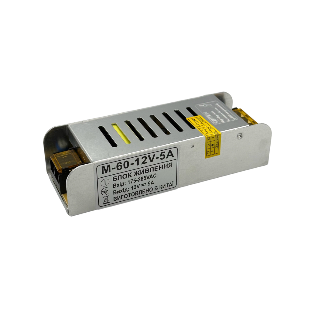 Блок живлення 60W 12V IP20 160*40*32мм. M-60-12V-5A