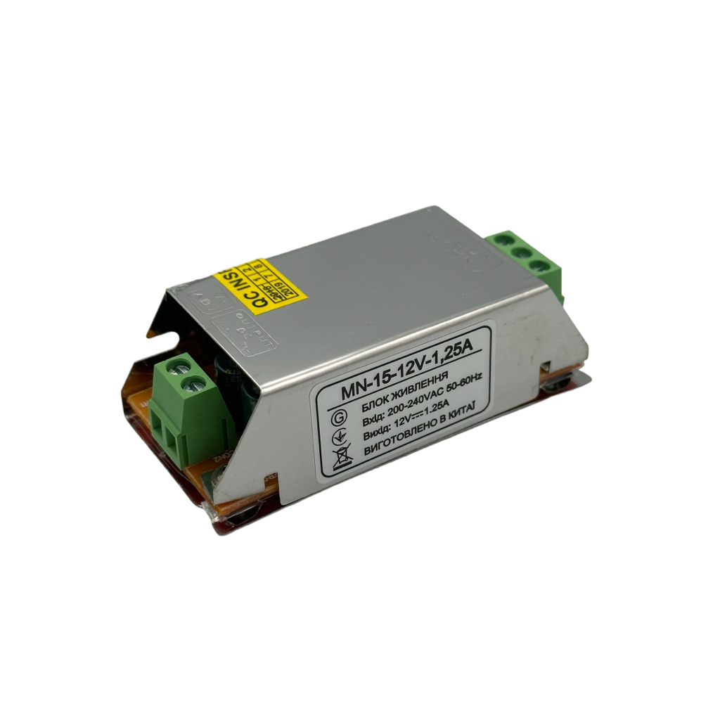Блок живлення 15W 12V IP20 77*35*22мм. MN-15-12-1,25A