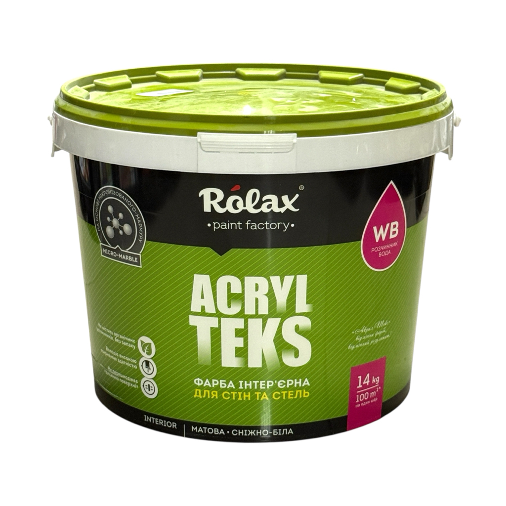 ROLAX ACRYL TEKS Фарба акрилова для стін та потолків 14кг.