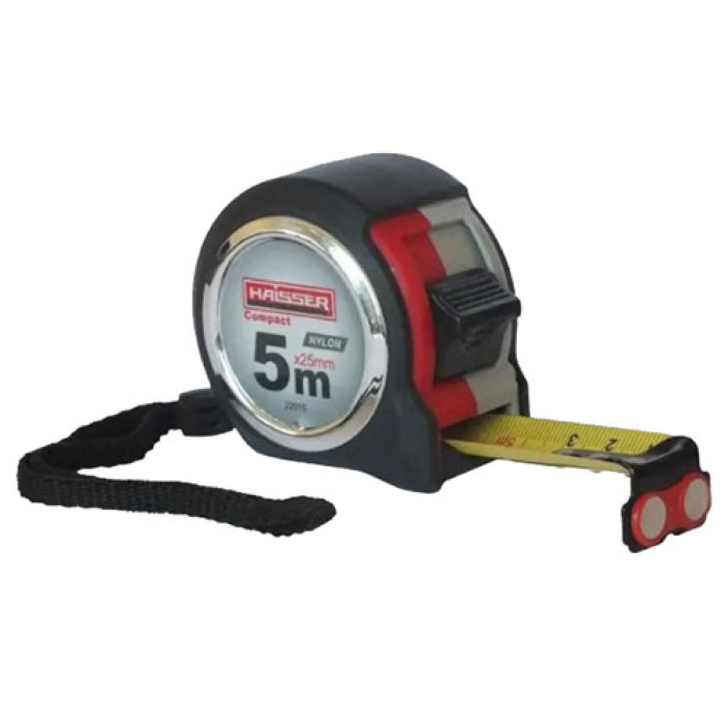 Haisser Рулетка 5м.*25мм., нейлон, 2 стопа, магніт, Compact 22015