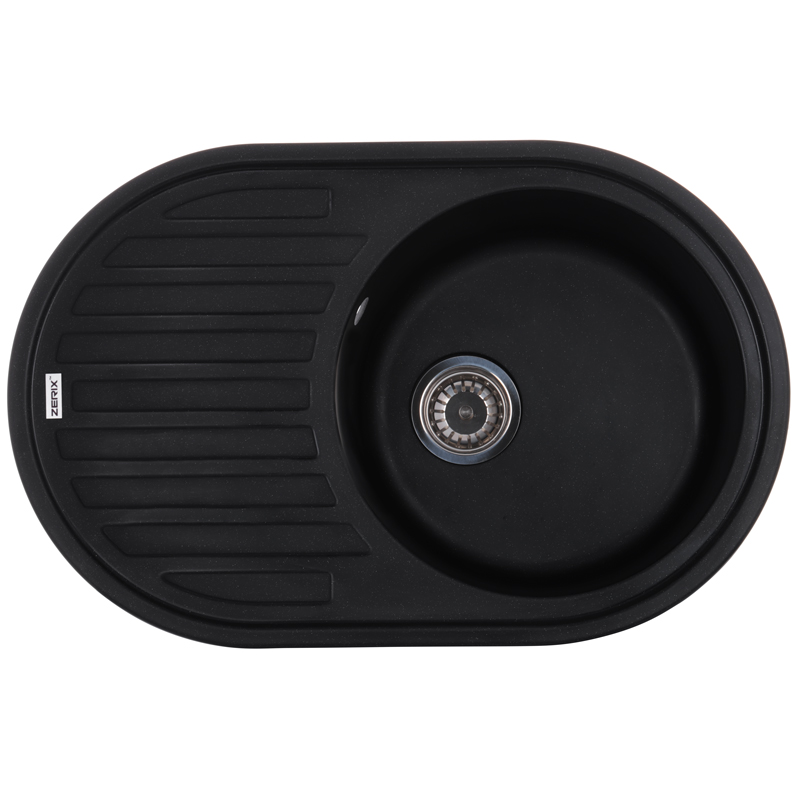 ZERIX ZS-7750R-14 Мойка гранитная 760*500мм. (черный металлик)