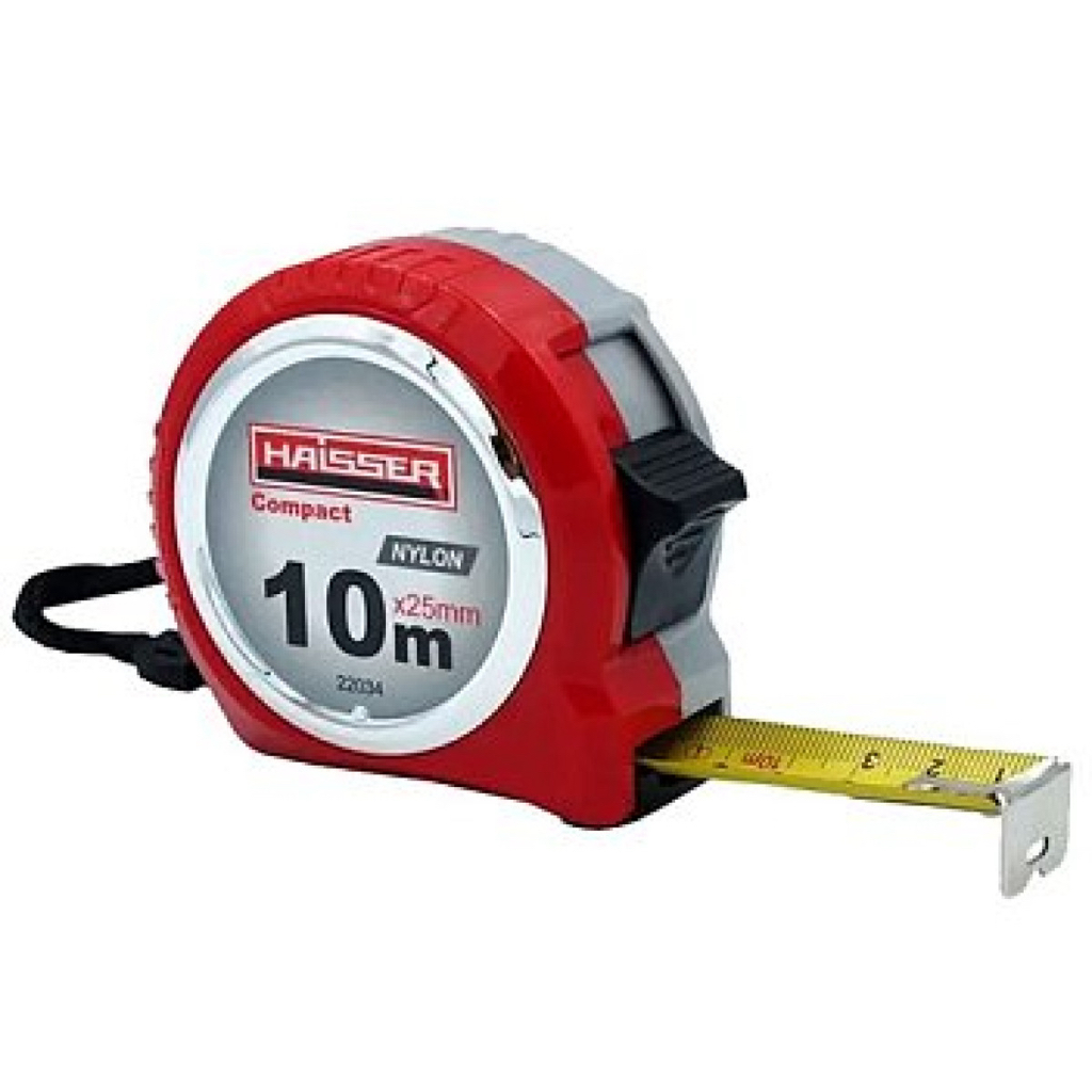 Haisser Рулетка 10м.*25мм., нейлон, 2 стопа, Compact 22034