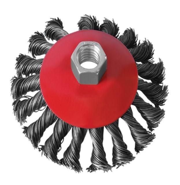 INTERTOOL Щетка конусная 100 мм, для УШМ, М14 (пучки витой проволоки) BT-4100