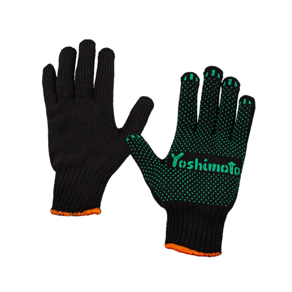 Yoshimoto Рукавички трикотажні з ПВХ-крапкою (чорні) (10) Y33-005