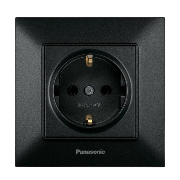 Panasonic Arkedia Slim Розетка 1-я с/з (черная) WNTC0202-2BL