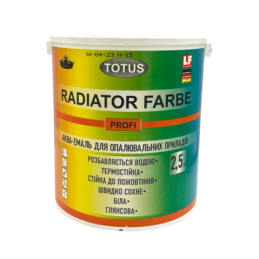 TOTUS RADIATOR FARBE Емаль акрилова ДЛЯ РАДІАТОРІВ 2,5л. (БІЛА)