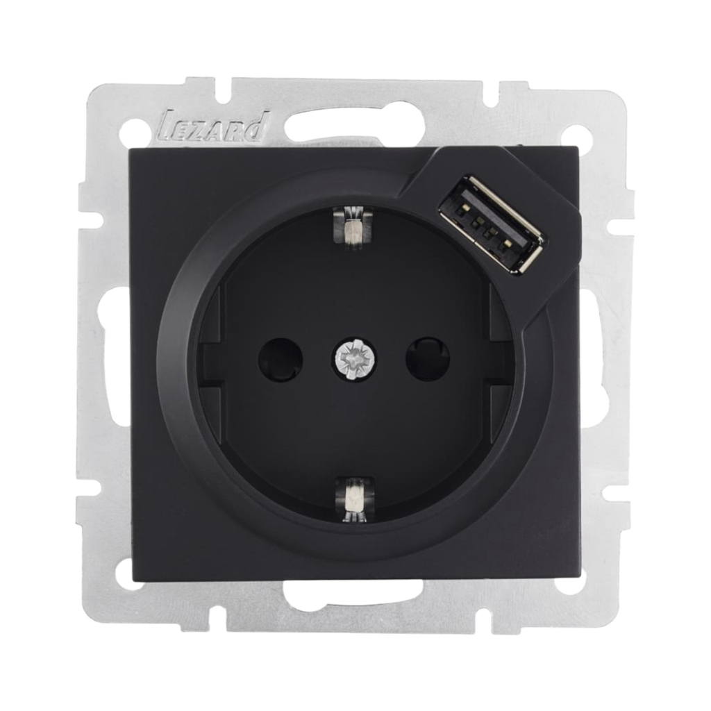Lezard VESNA Механізм розетки внутр. 1-й з/з + USB (антрацит) 742-4288-181