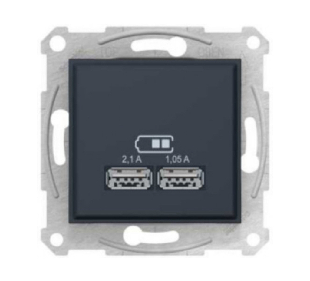 Schneider ASFORA Механізм розетки внутр. 2*USB (антрацит) EPH2700271