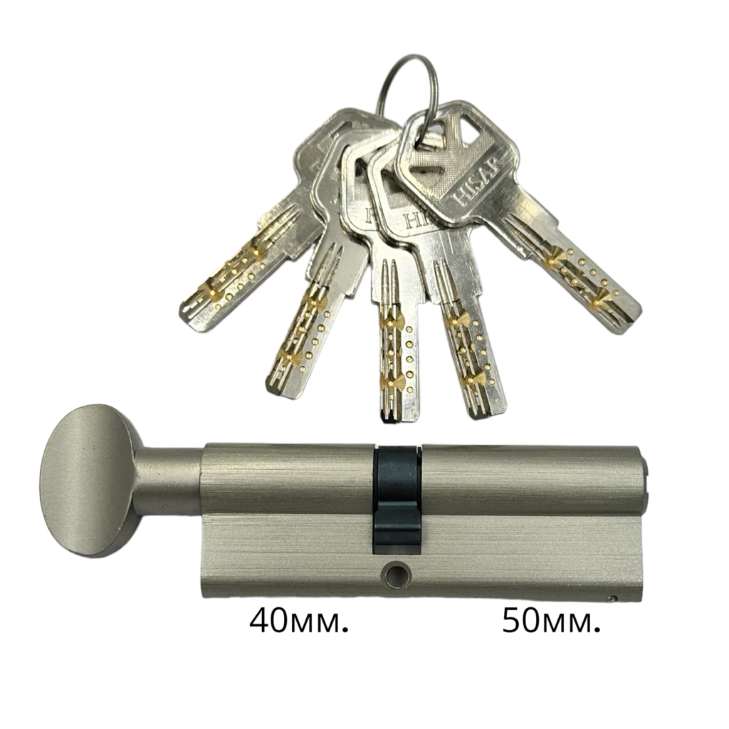 HISAR Цилиндр ключ-тумблер 50*40 (никель) BCK-90(50*40T)