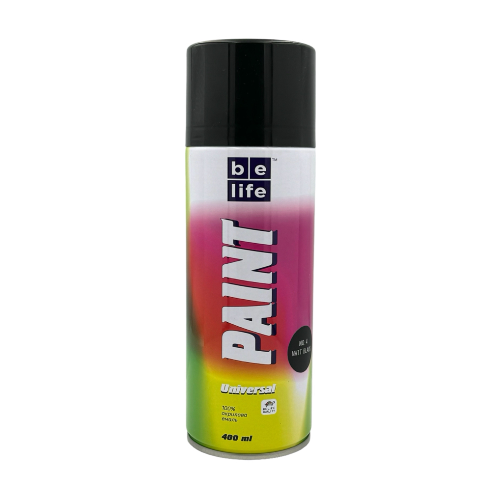 BeLife Paint Universal Краска аэрозольная универсальная №4 (чёрная матовая) 400 мл.