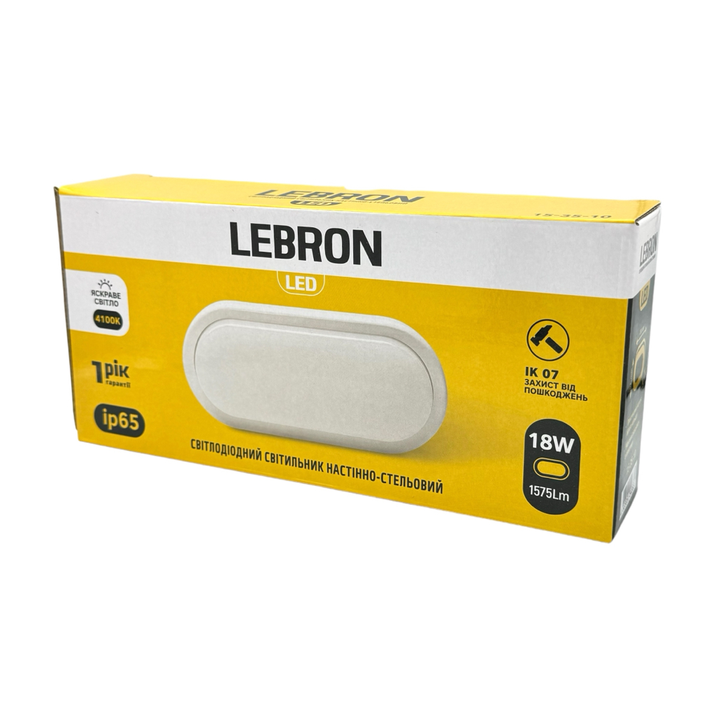 LEBRON LED-Світильник накладний (овал) 18W 4100K 1575Lm IP65 L-WLO 15-35-10-1