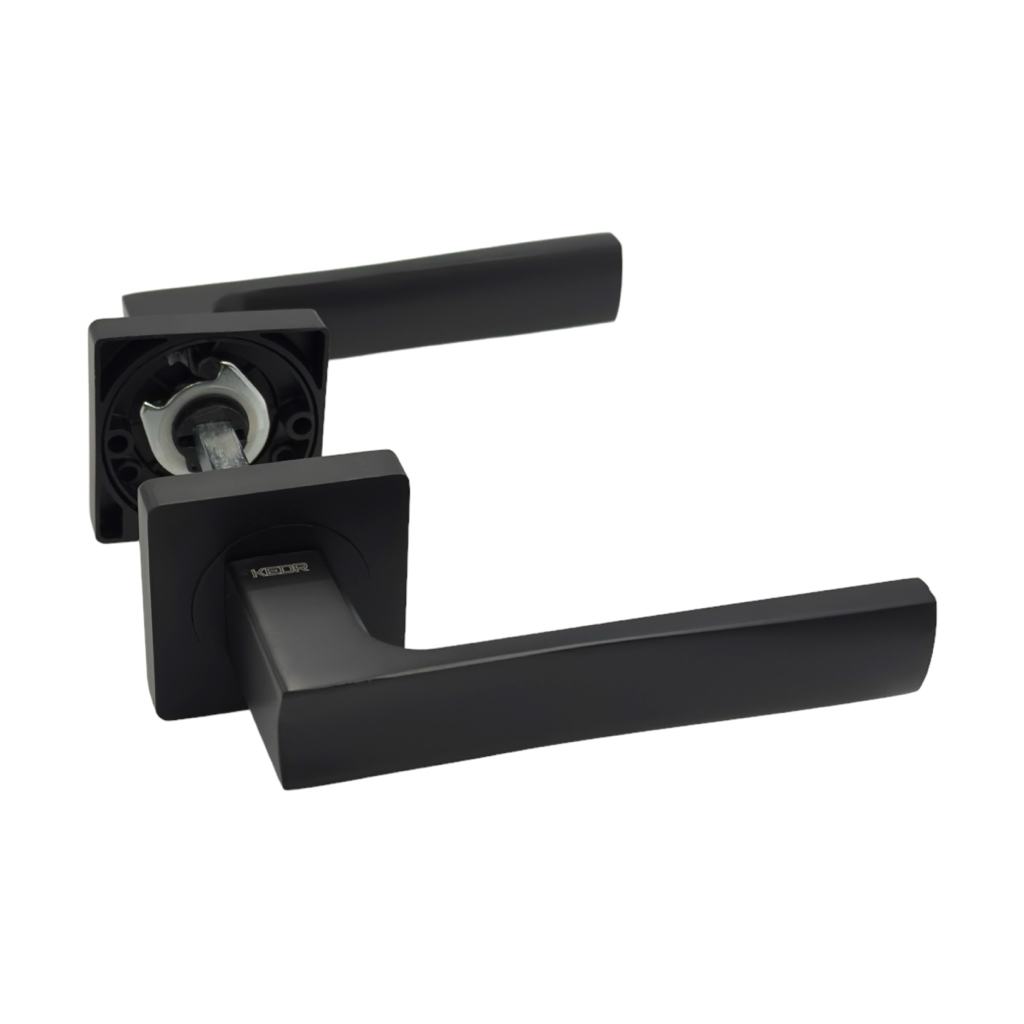 KEDR R08.144-AL-Black mat Ручка дверна на кадратній розетці (чорний мат)