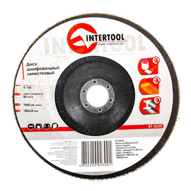 INTERTOOL Диск шліфувальний пелюстковий торцевий Ø180мм. К100 BT-0230