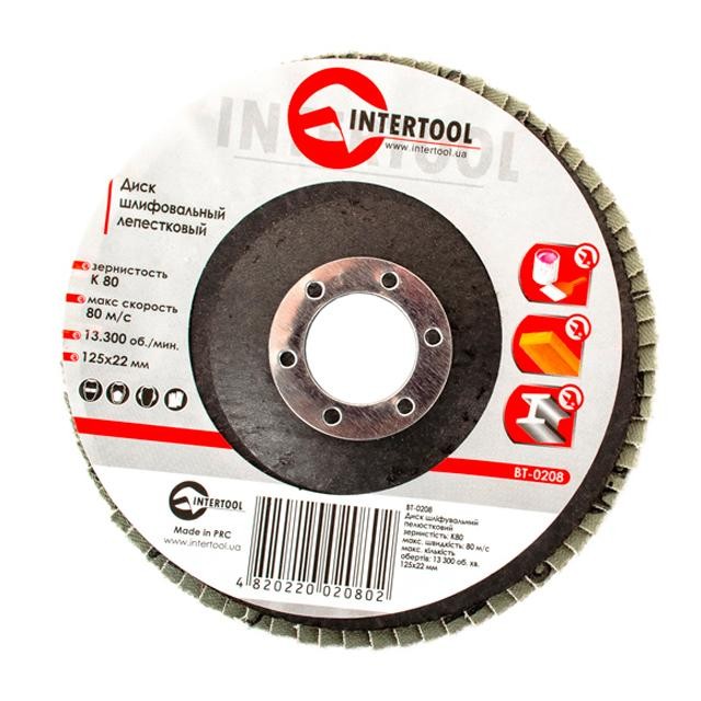 INTERTOOL Диск шлифовальный лепестковый торцевой Ø125мм. К80 BT-0208
