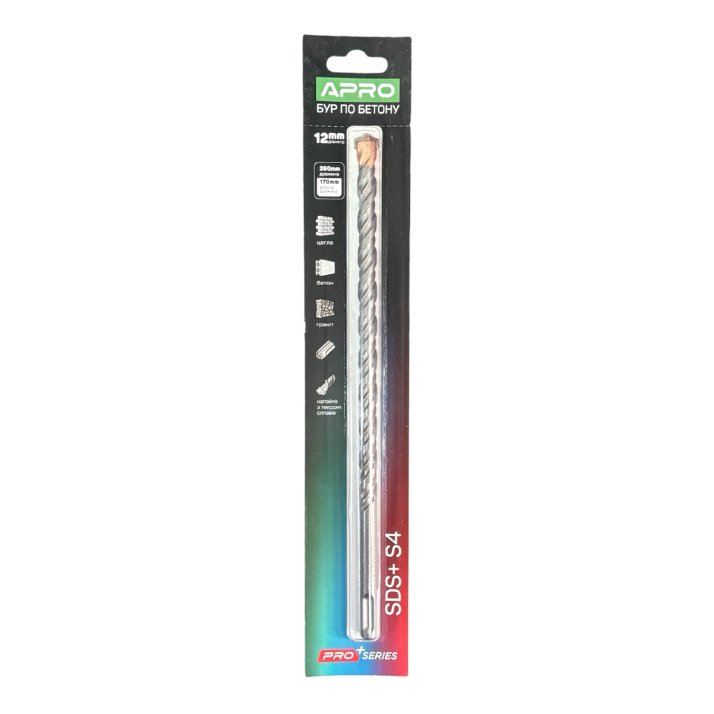 APRO PRO SERIES Бур по бетону SDS PLUS HQ S4 Ø12x260мм 815178