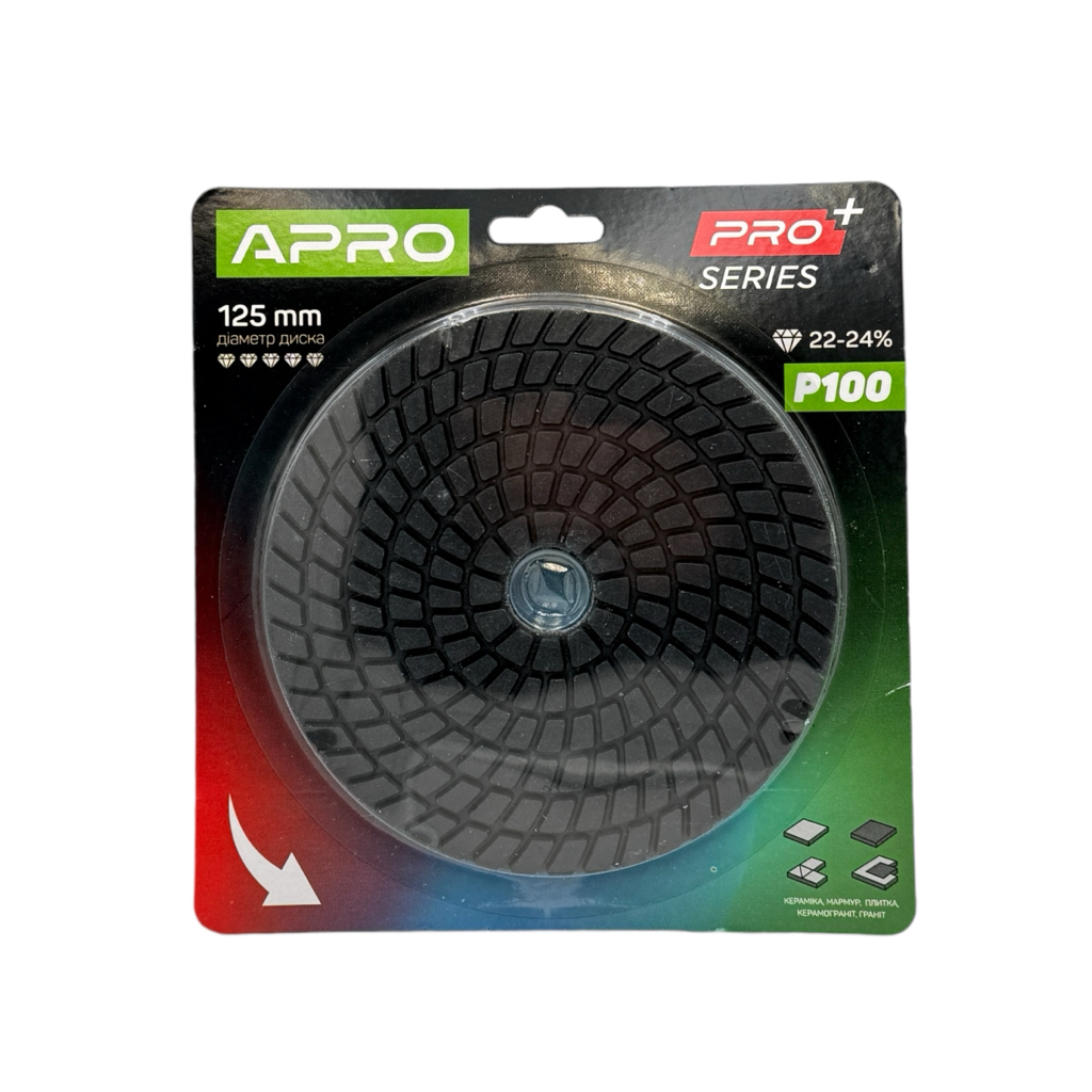 APRO PRO Круг шліфувальний для плитки (черепашка) Ø125мм. P100 812200