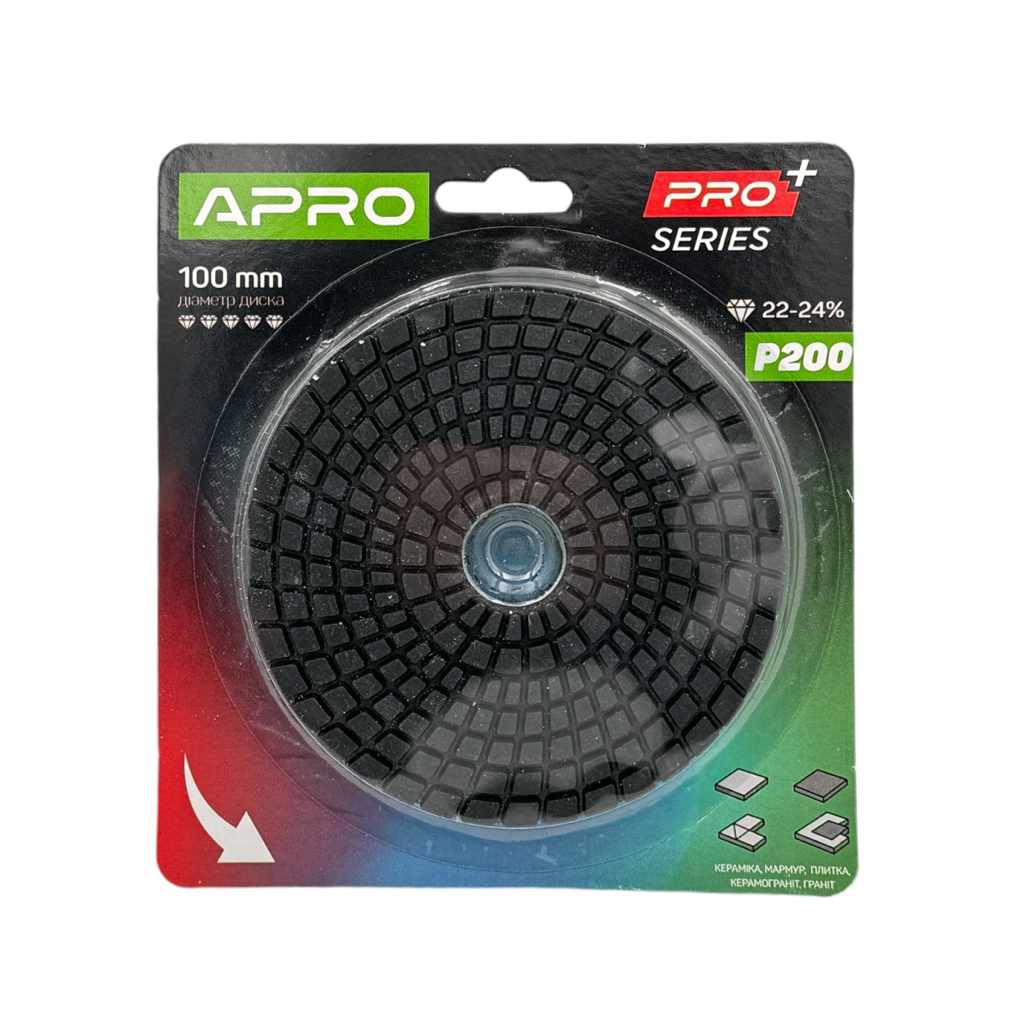 APRO PRO Круг шліфувальний для плитки (черепашка) Ø100мм. P200 812178