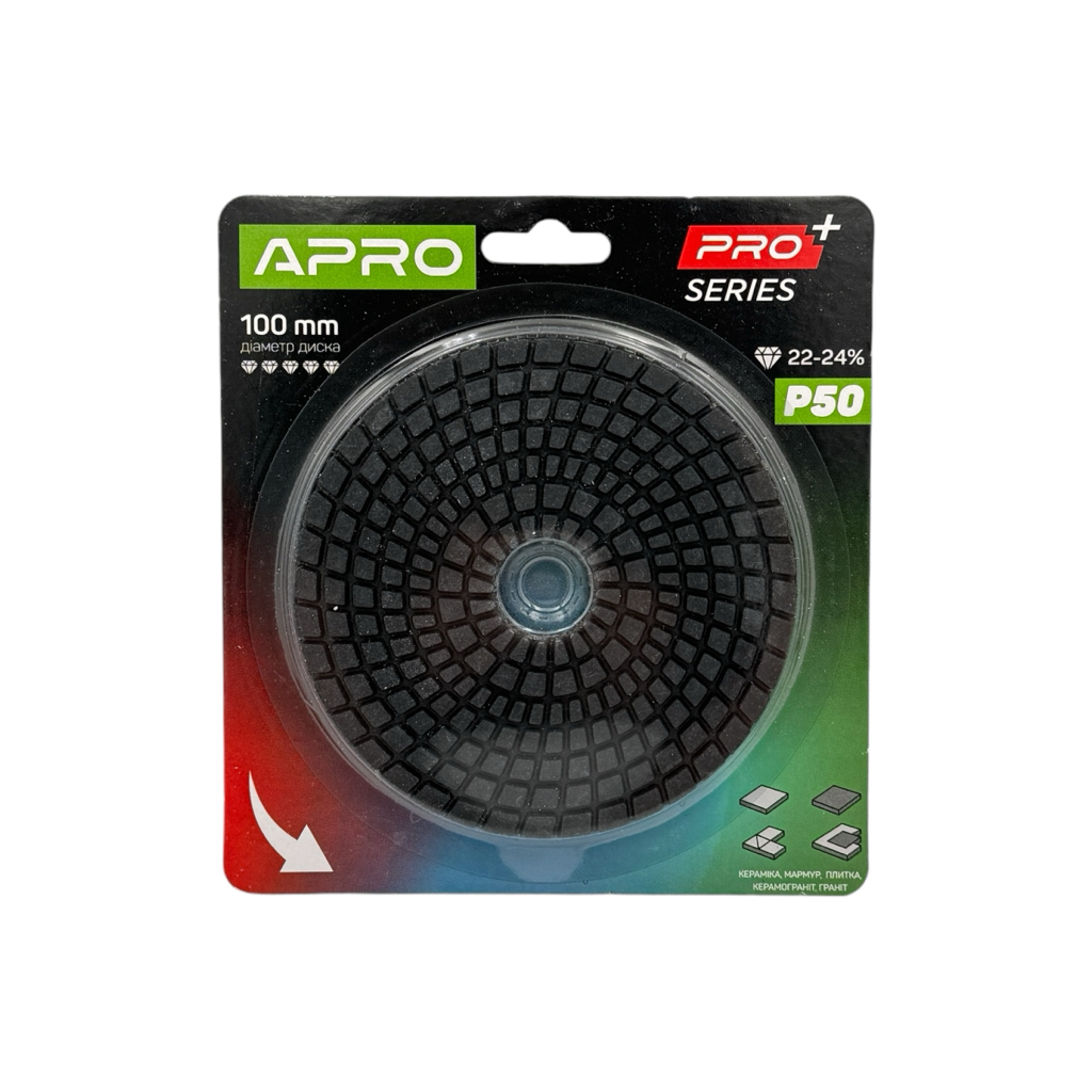 APRO PRO Круг шліфувальний для плитки (черепашка) Ø100мм. P50 812174