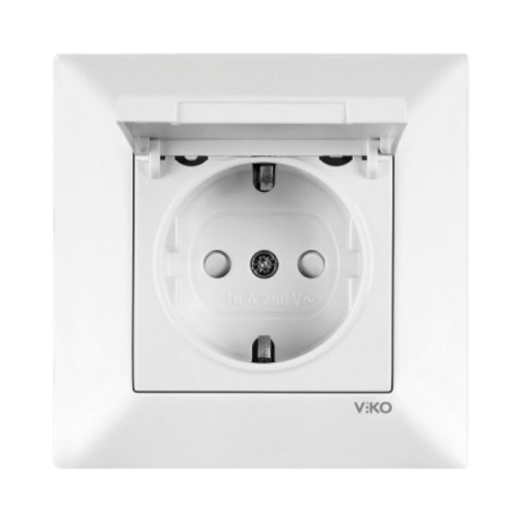 VIKO MERIDIAN Розетка внутренняя 1-я с/з с крышкой (белая) 90970012-WH