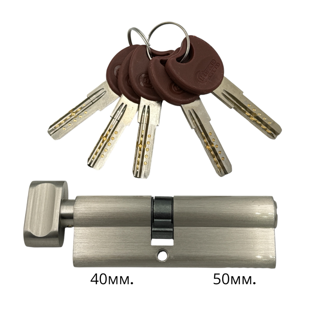 HISAR Цилиндр ключ-тумблер 50*40 (никель) ZCK-90(50*40T)