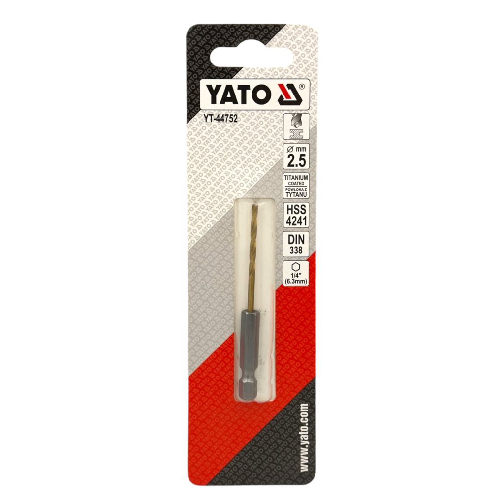 YATO Сверло по металлу титановое HSS-TIN, Ø2,5мм., L=80мм., HEX-1/4