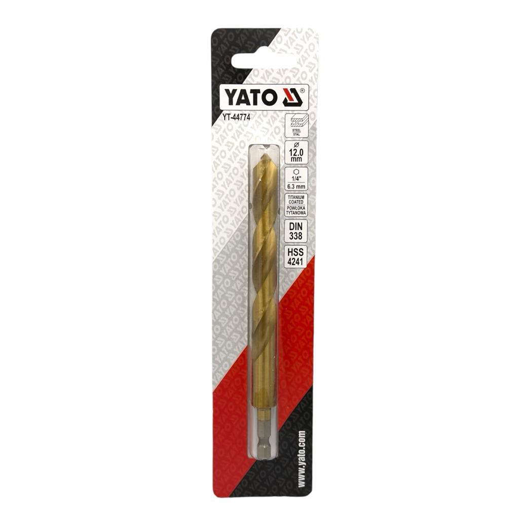 YATO Сверло по металлу титановое HSS-TIN, Ø12мм., L=151мм., HEX-1/4