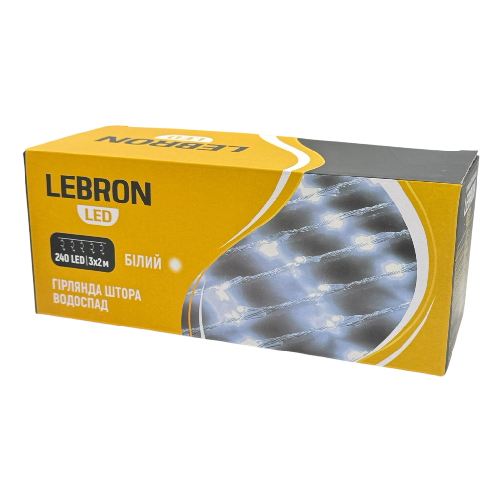 LEBRON Гірлянда 3*2,0м. 240LED (водоспад) біла 15-18-86