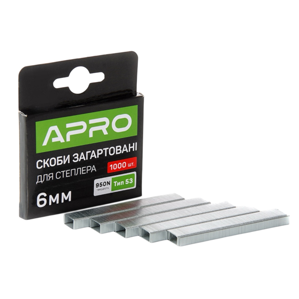 APRO Скоби для степлера 6*11,3*0,7mm, гартовані (1000 шт.) 680145