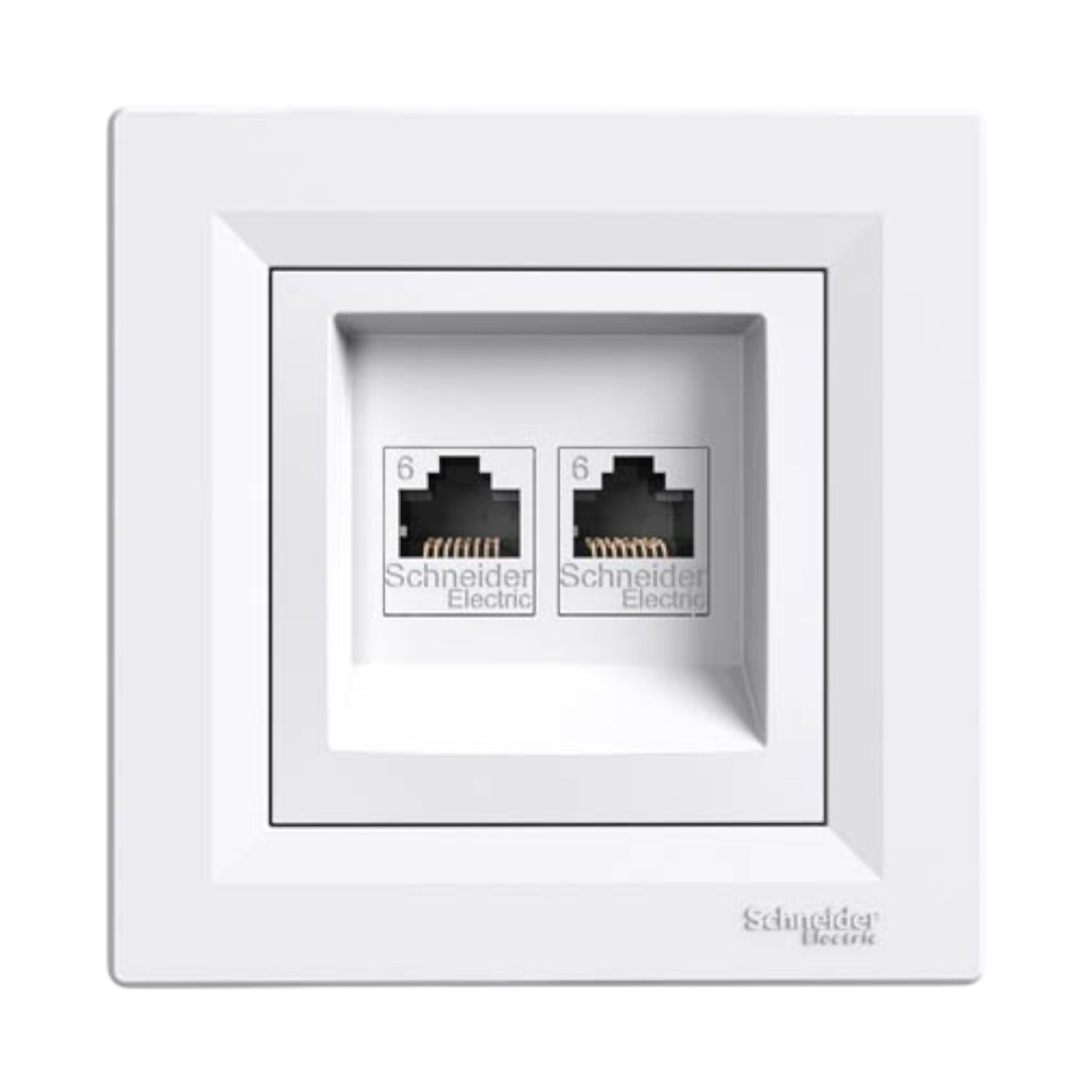 Schneider ASFORA Розетка комп. двойная RJ45 кат. 6 UTP (белая) EPH4800121