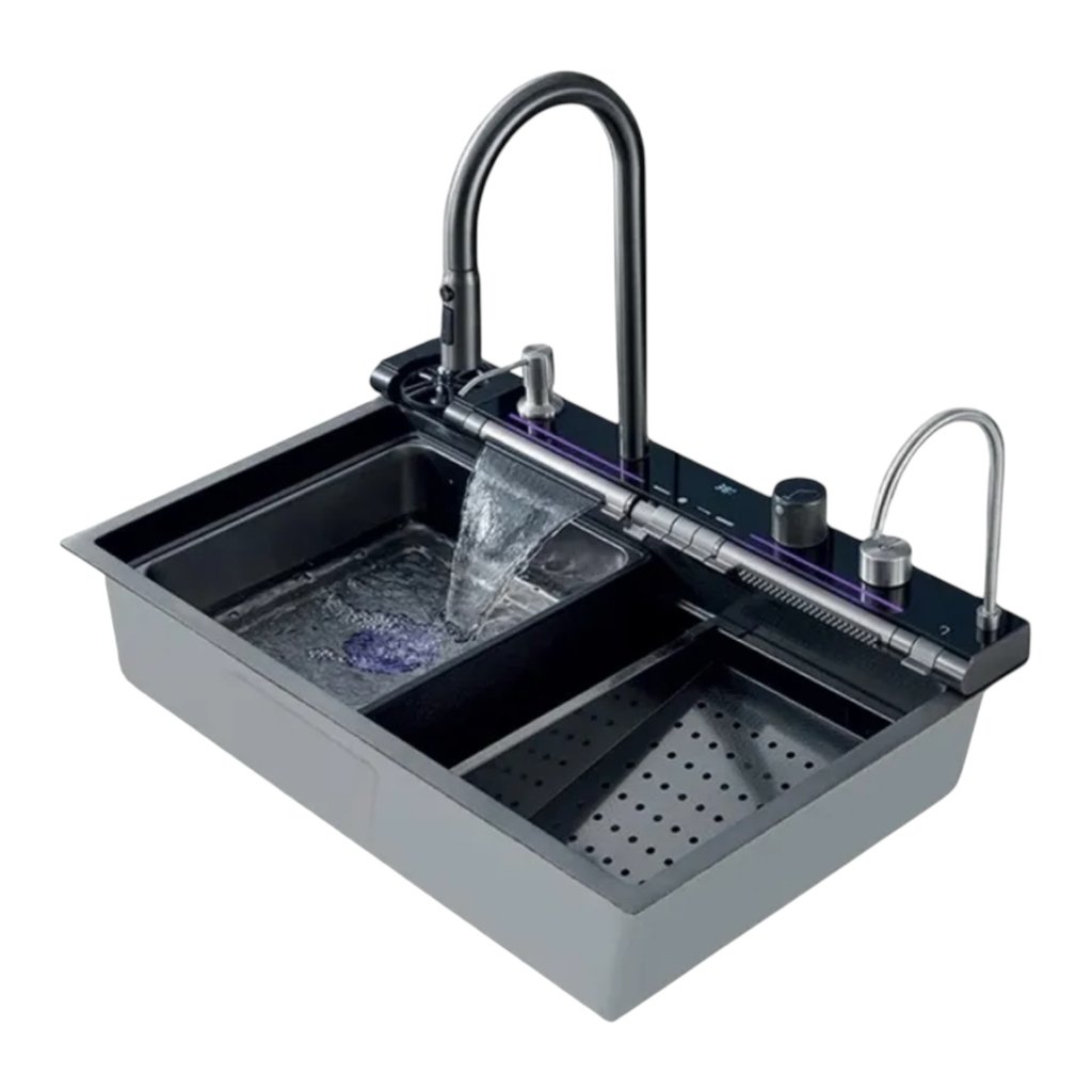 ZERIX ZH7546-SET-04 DECOR NANO-BLACK Кухонна мийка багатофункціональна 750*460*215мм. (з PVD  покриттям)