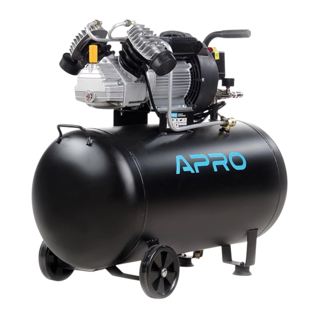 APRO Компресор двоциліндровий OFD-100MX 8Бар 2.8кВт 430л/хв 100л (2 крана) + Олива 0,2 л 850179