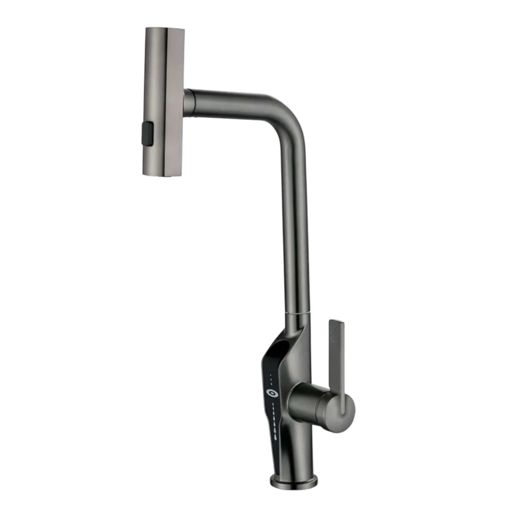 MIXXUS FALCON 014 GRAPHITE Змішувач для кухні з висувною лійкою, 4 режими, з індикатором температури (MI6839)