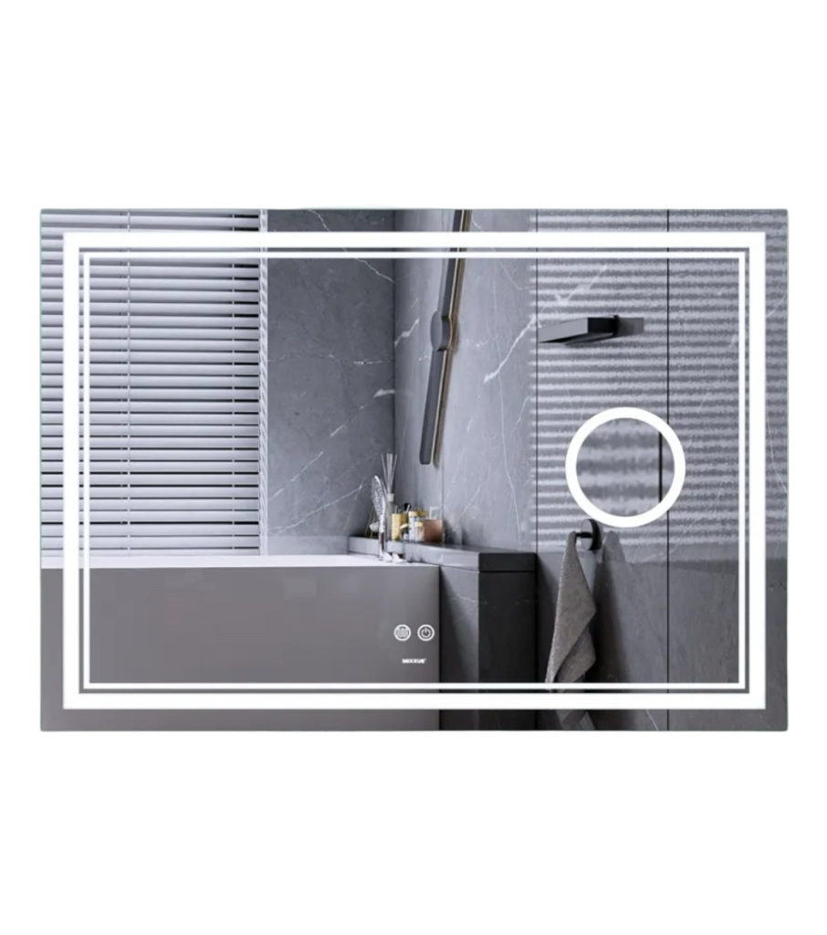 MIXXUS Premium QUADRO MR20-120x80 Дзеркало (LED Touch, Anti-fog, димер, лінза) (MP6624)